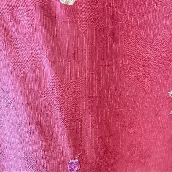 Vintage Bobby Chan Women's Pink Tropical Drink Embroidery Silk Top Size Large - Picture 10 of 16